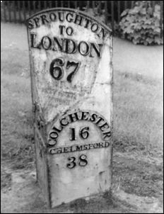 detail of milepost at TM142438Photo: D Hamilton, 1983~1987