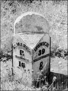 detail of milepost at TM351882Photo: D Hamilton, 1983~1987