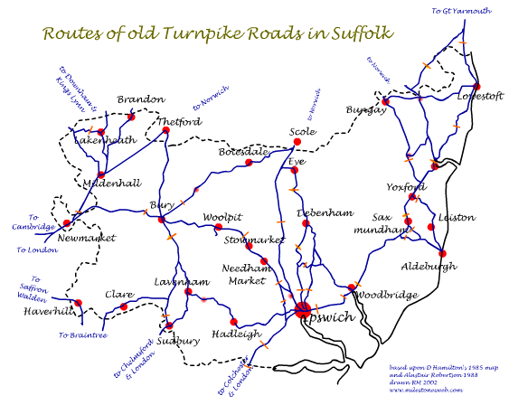 Suffolk turnpike routes