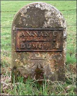detail of Dumfries 11 Annan 6 milestone at NY110679