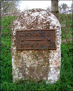 detail of Dumfries 13 Annan 4 milestone at NY138666