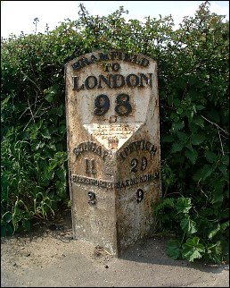 detail of Bramfield milepost at TM398742