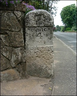 detail of Swardeston milestone at TG200026