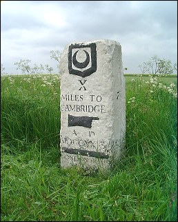 detail of Fowlmere Landing Strip milestone at TL417443