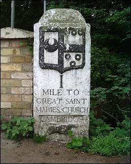 one-mile stone in Cambridge from the Trinity Hall series