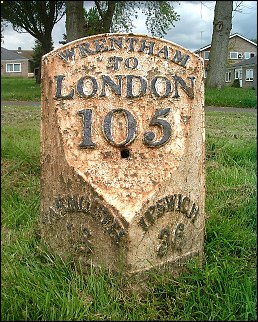 detail of Wrentham milepost at TM496826
