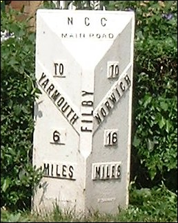 detail of Filby milepost at TG464135