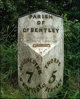 detail of Great Bentley/Frating milepost at TM099236