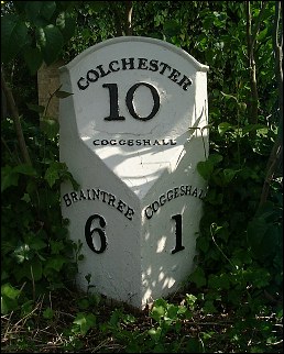 detail of Coggeshall milepost at TL840225