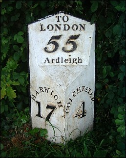 detail of Lodge Lane milepost at TM043288