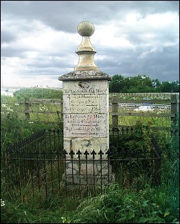 detail of Alconbury obelisk at TL185782