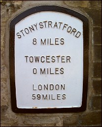 detail of Towcester milepost at SP693486