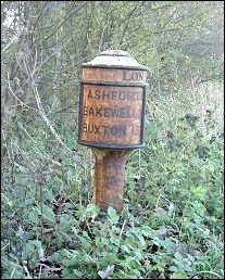 detail of Baslow milepost at SK235714