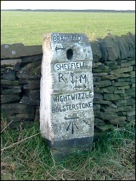 detail of White Lee Farm guide stone at SK270949