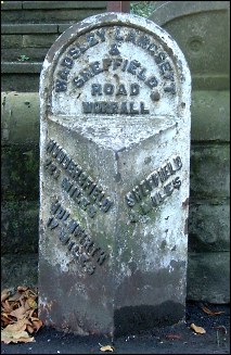 detail of Worrall milepost at SK319919