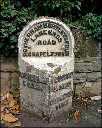 detail of Chapeltown milepost at SK360958