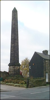 detail of Birdwell obelisk at SE346007