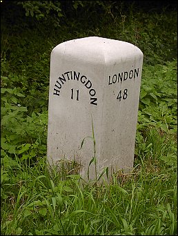 detail of Longstowe Hall milestone at TL311560
