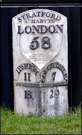detail of Stratford St Mary milepost at TM041343