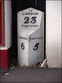 detail of Ingatestone Centre milepost at TQ651996