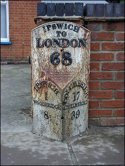 detail of London Road milepost at TM153447