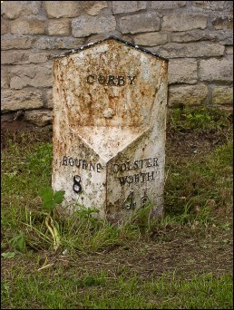 detail of Corby Glen milepost at SK998249
