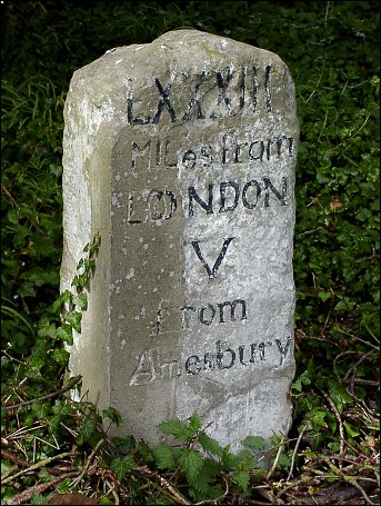 detail of Winterbourne Stoke milestone at SU074411