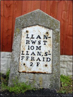 detail of Llansanffraid milestone at SH802757