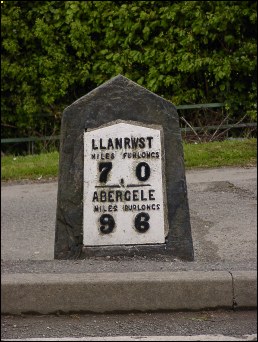 detail of Llangernyw milestone at SH874673