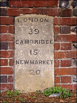 detail of Audley End milestone at TL519373
