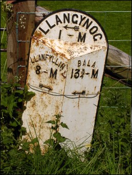detail of Glanhafon milepost at SJ066259
