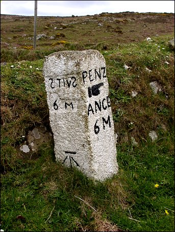 detail of Treen milestone at SW437374