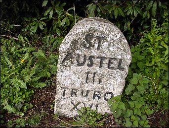 detail of St Austell milestone at SX048531