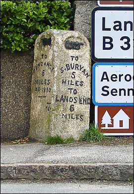 extra detail of St Just milestone at SW374311