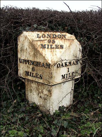 detail of Oakham milepost at SK866078